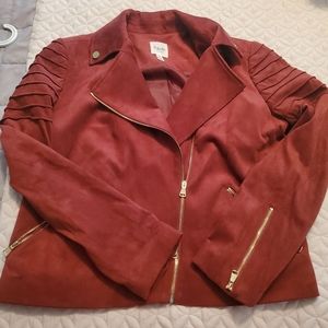 Faux suede moto jacket